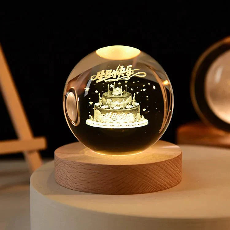 6cm 3D Crystal ball Crystal Planet Night Light Laser Engraved Solar System Globe Astronomy Birthday Gift Home Desktop Decoration - DECO KINGDOMCrystal Ball