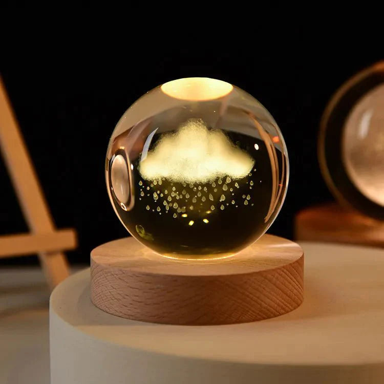 6cm 3D Crystal ball Crystal Planet Night Light Laser Engraved Solar System Globe Astronomy Birthday Gift Home Desktop Decoration - DECO KINGDOMCrystal Ball