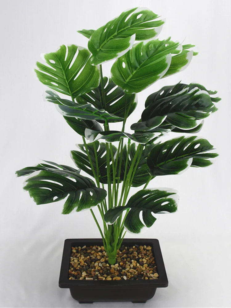 Artificial Plants Green Palm Leaves Monstera