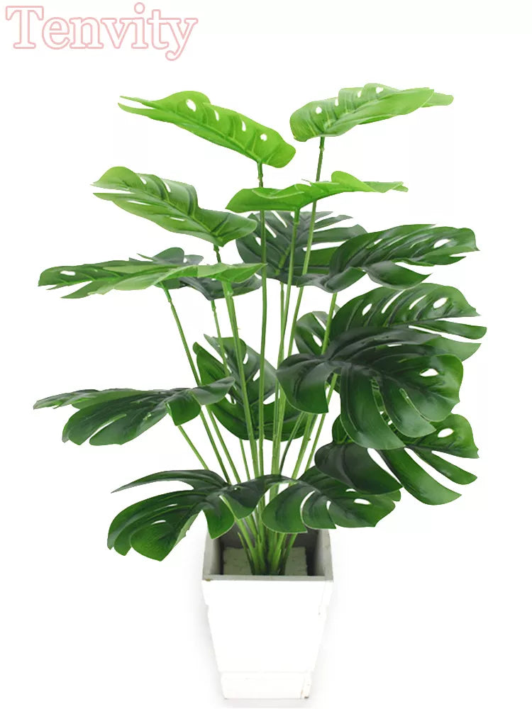 Artificial Plants Green Palm Leaves Monstera
