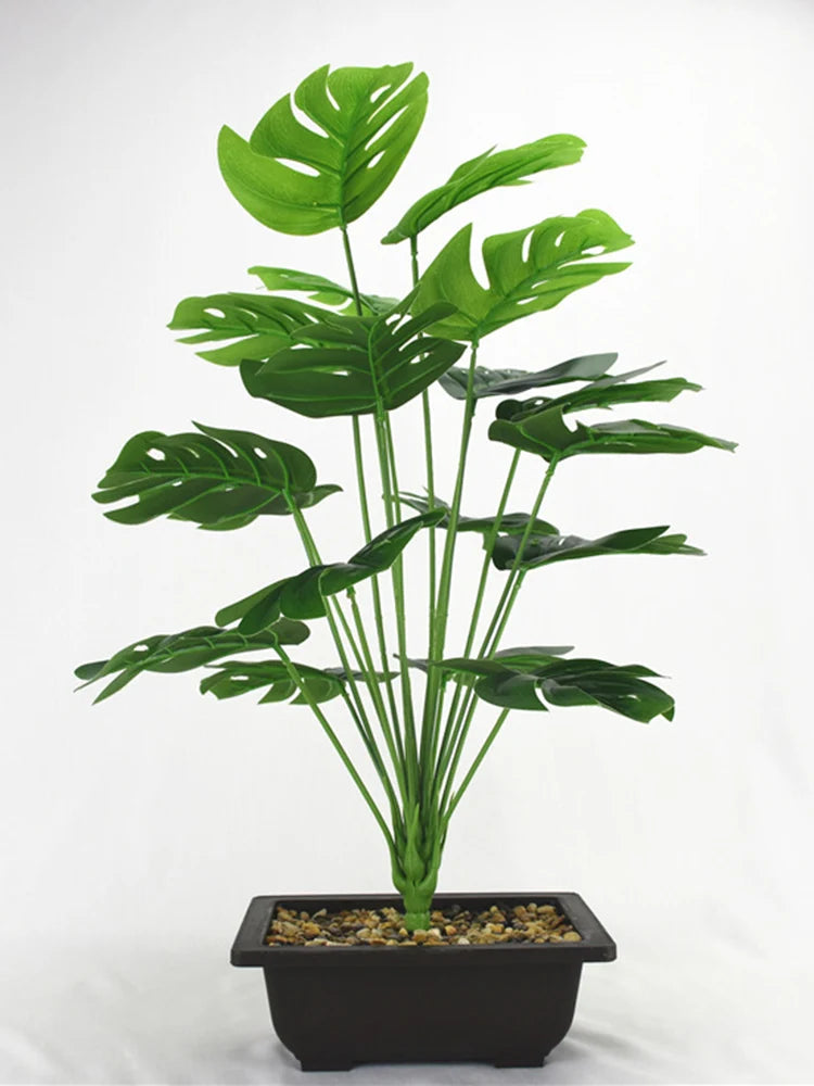 Artificial Plants Green Palm Leaves Monstera