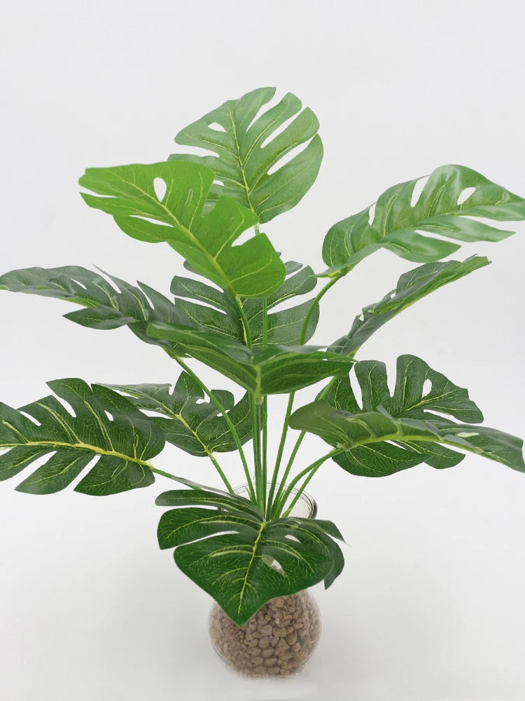 Artificial Plants Green Palm Leaves Monstera