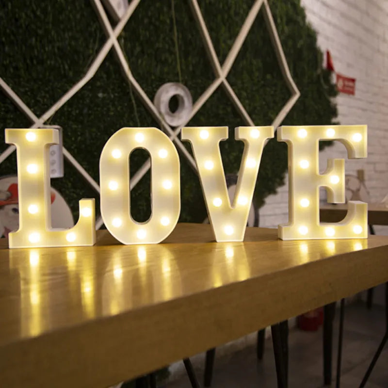 Alphabet Letter LED Lights Luminous Number Lamp Decor  Battery Night Light for home Wedding Birthday Christmas party Decoration