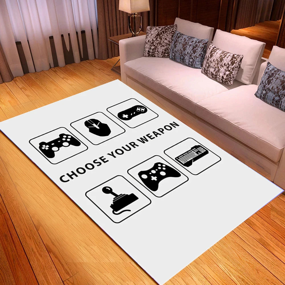 Game Console Symbols Cards Game Rug Teen Kawaii Living Room Bedroom Anime Carpet Children's Aesthetic Room Decor Furry Mat