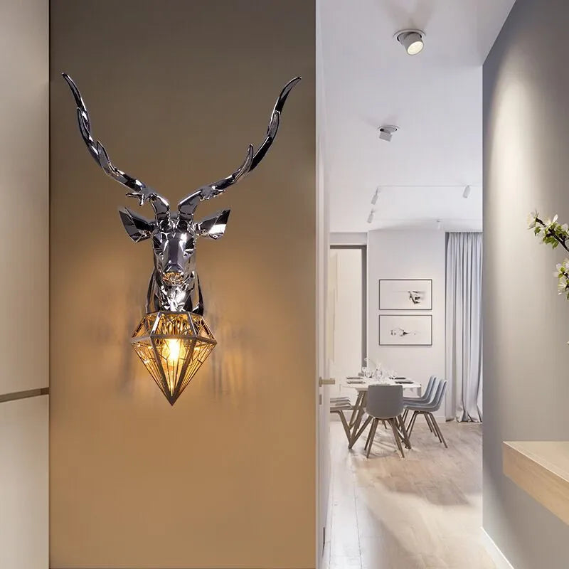 Modern Antler Wall Lamp Nordic Deer Head Resin Wall Lamps for Bedroom Lighting Kitchen Fixture Wall Lights Home Deco Wall Light