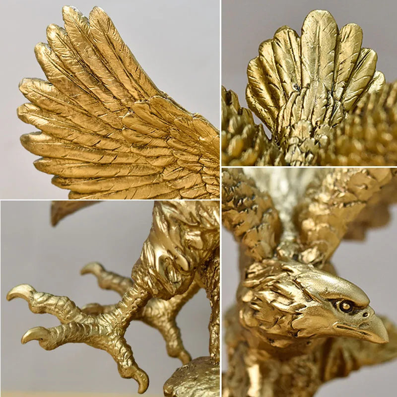 Nordic Resin Golden Eagle Animal Figurines Hawk Statue Craft Sculpture Ornament Home Living Room Office Desktop Cabinet Decor