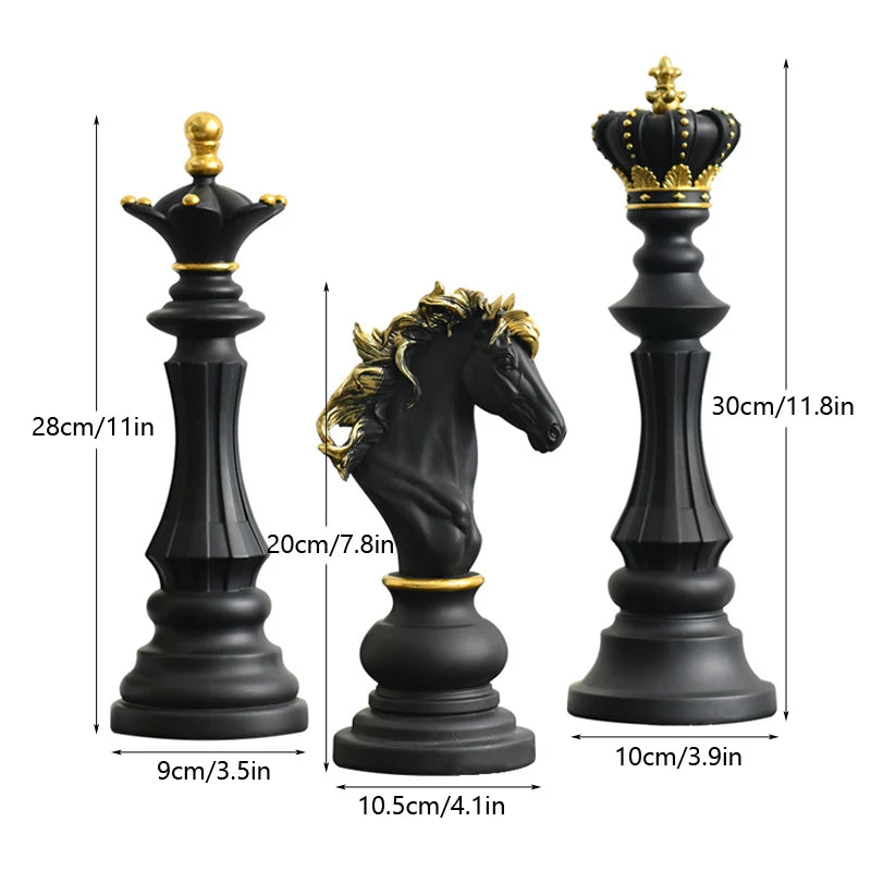 SAAKAR International Chess Resin Decorative Ornaments Home Interior Office Figurines King Queen Knight Statue Collection Objects