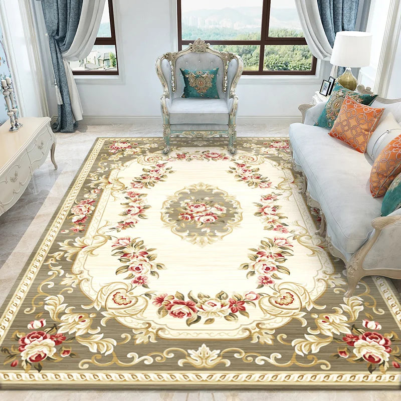 European Retro Living Room Decoration Carpet Light Luxury Bedroom Bedside Large Area Rug Home Balcony Porch Entry Non-slip Rugs