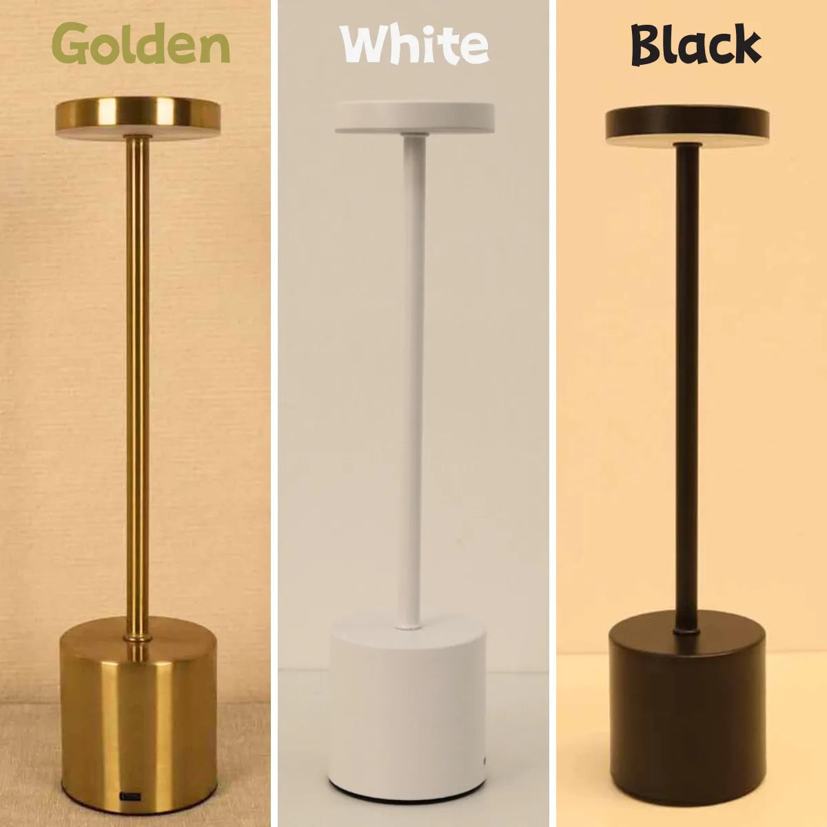 Simple LED Rechargeable Touch Metal Table Lamp Three Colors Bedside Creative Ambient Light Bar Outdoor Decoration Night Light