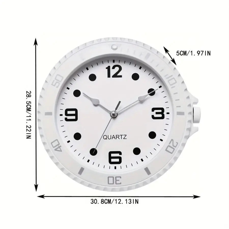 White wall clock in the shape of a watch