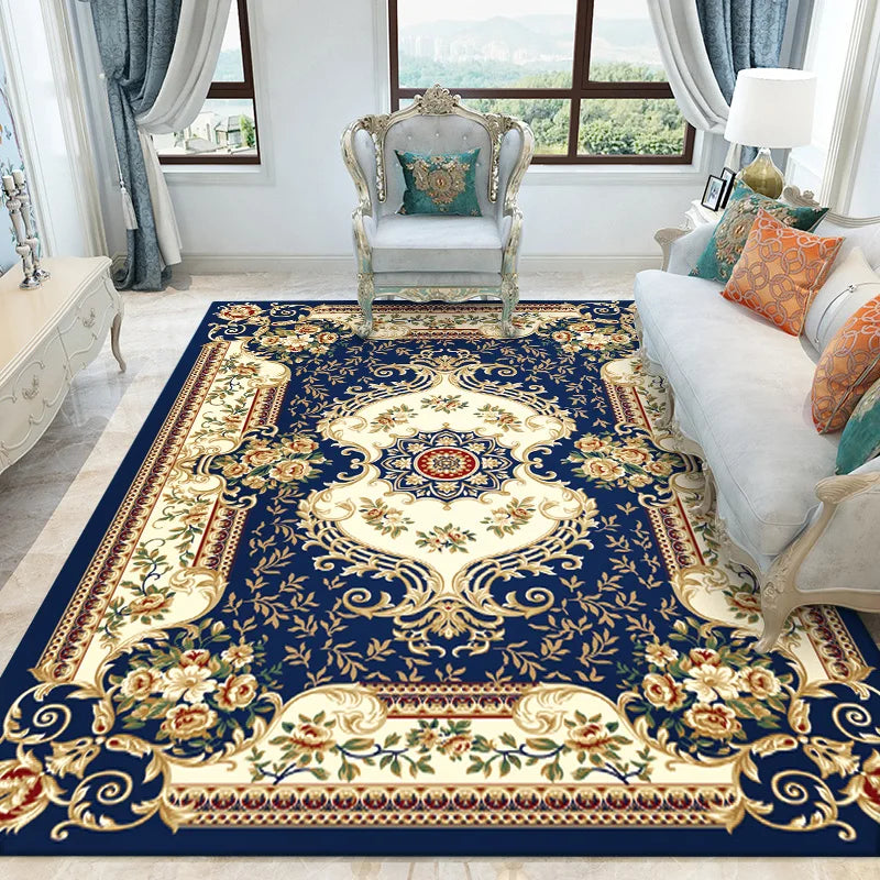 European Retro Living Room Decoration Carpet Light Luxury Bedroom Bedside Large Area Rug Home Balcony Porch Entry Non-slip Rugs