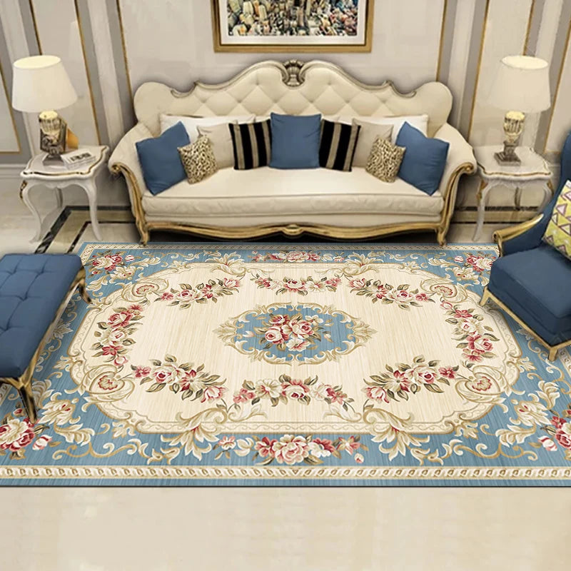 European Retro Living Room Decoration Carpet Light Luxury Bedroom Bedside Large Area Rug Home Balcony Porch Entry Non-slip Rugs