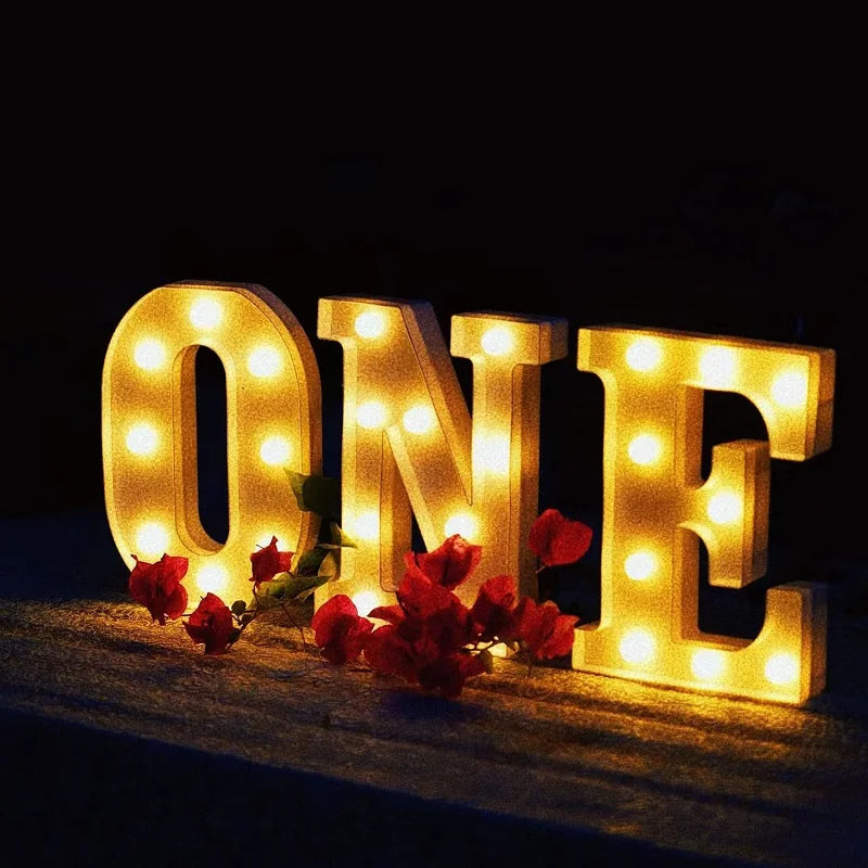 Alphabet LED Letter Lights Luminous Number Lamp Battery Night Light for Wedding Birthday Christmas Party  Home Decoration