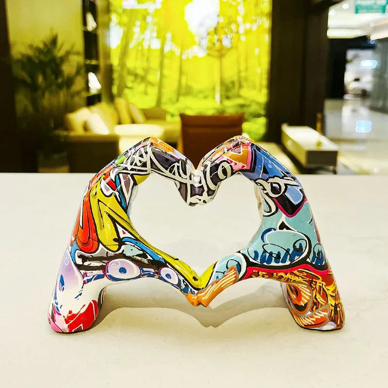 Colorful love gesture ornament in resin