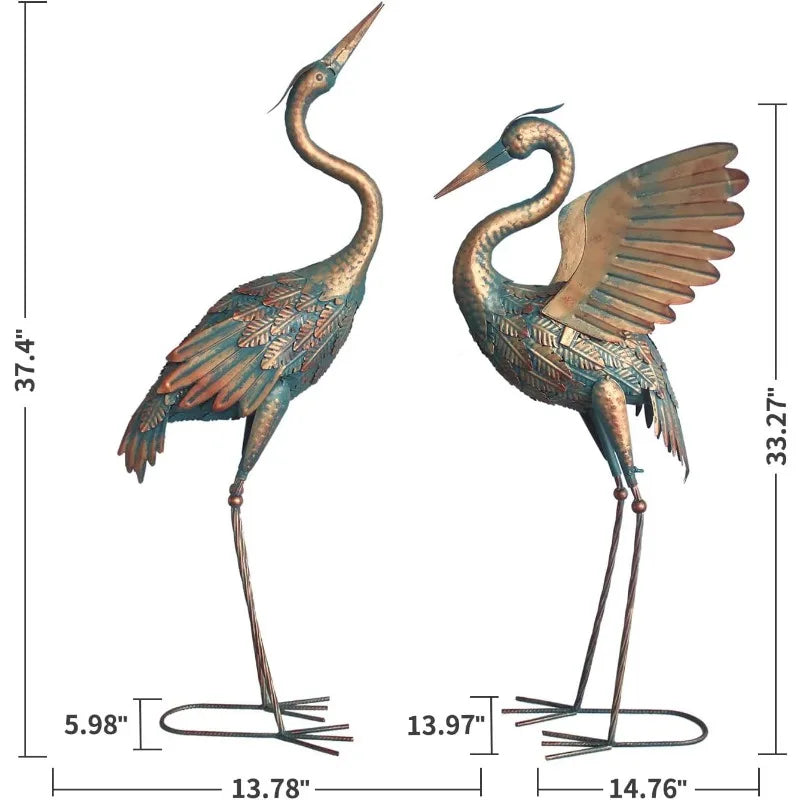 Oritty 33-37 pouces en métal grue statue de jardin décor oiseau héron jardin sculpture et statues décoration extérieure