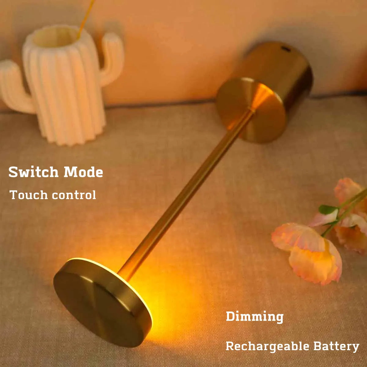 Simple LED Rechargeable Touch Metal Table Lamp Three Colors Bedside Creative Ambient Light Bar Outdoor Decoration Night Light