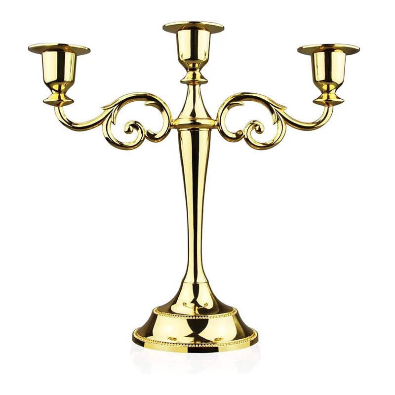 3 Candle Metal Candelabra - DECO KINGDOM