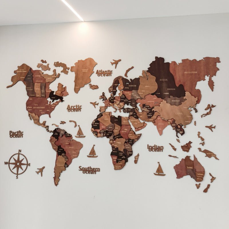 3D World Map Wall Art Large Wall Decoration - DECO KINGDOMcarte du monde bois