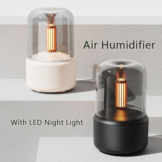 Atmosphere Light Humidifier Candlelight Aroma Diffuser Portable 120ml Electric USB Air Humidifier Cool Mist Maker Fogger 8-12 Hours With LED Night Light - DECO KINGDOMHumidificateur d'air