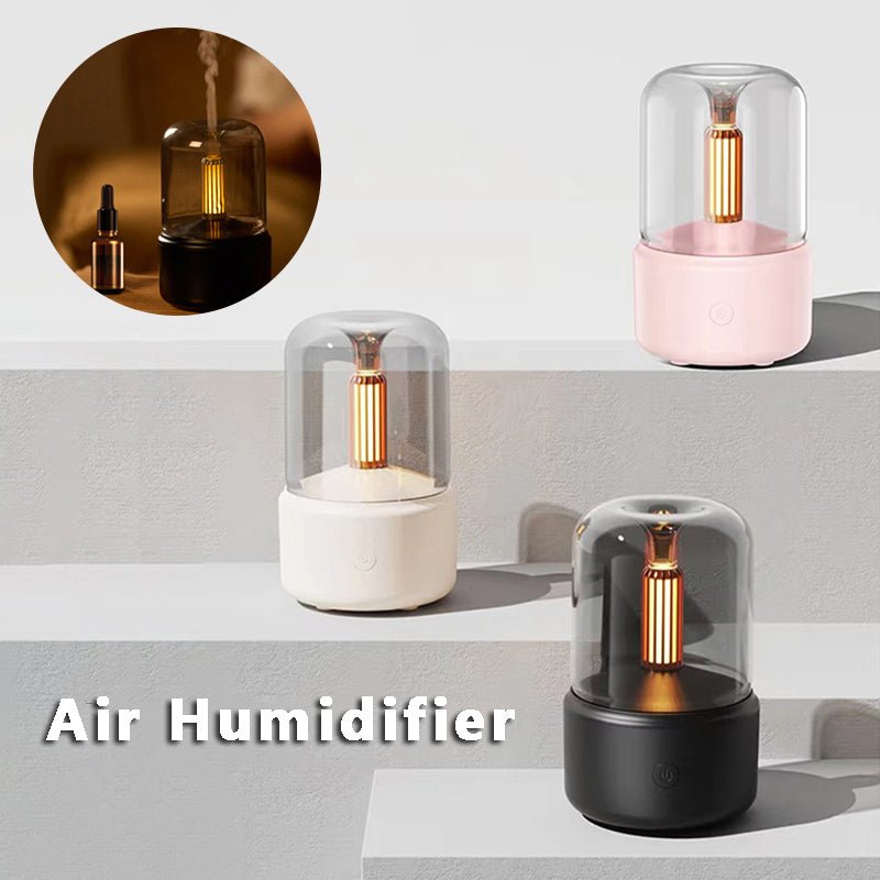 Atmosphere Light Humidifier Candlelight Aroma Diffuser Portable 120ml Electric USB Air Humidifier Cool Mist Maker Fogger 8-12 Hours With LED Night Light - DECO KINGDOMHumidificateur d'air