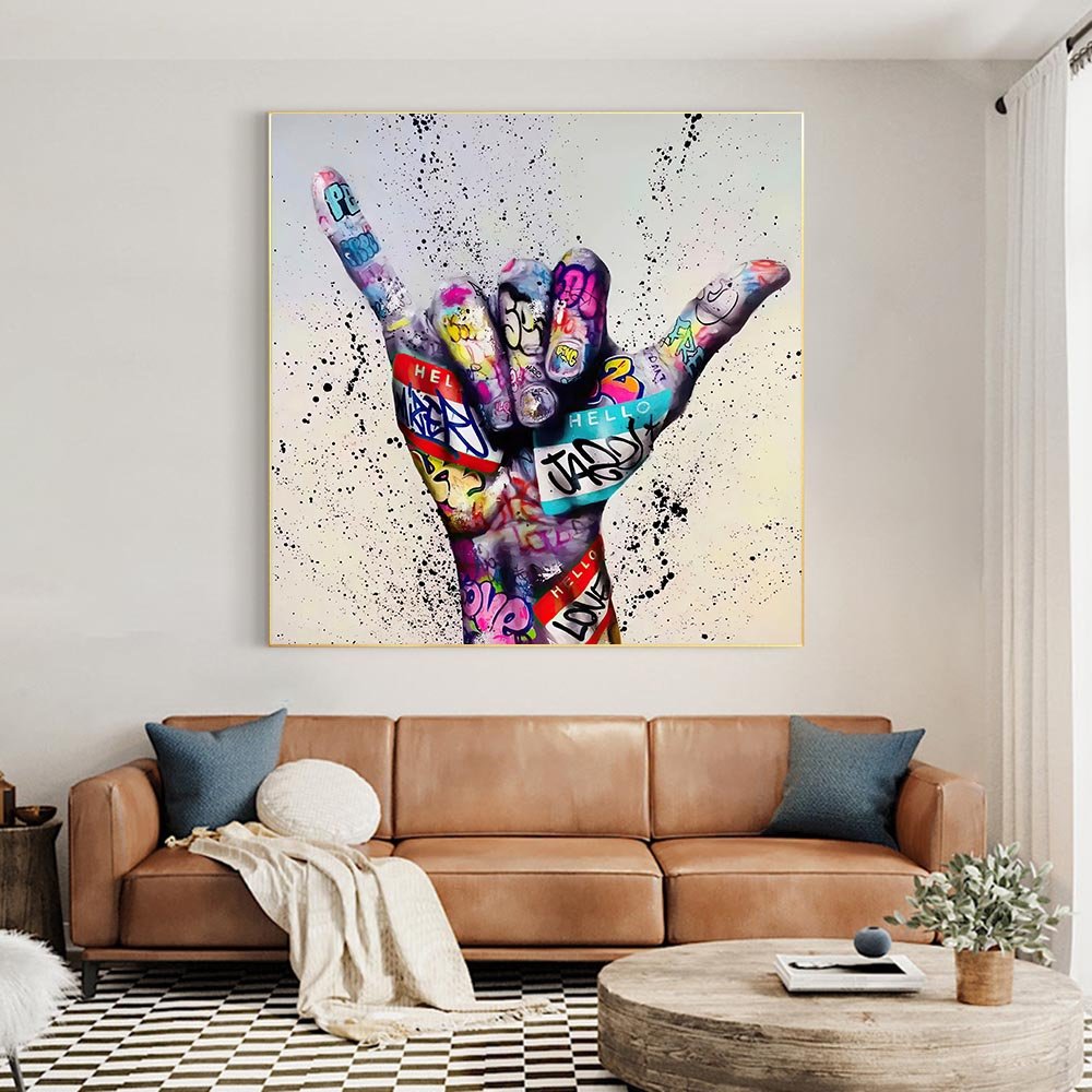Graffiti Art Picture with Gesture Painting Canvas Wall Art Unframed - DECO KINGDOMTableau