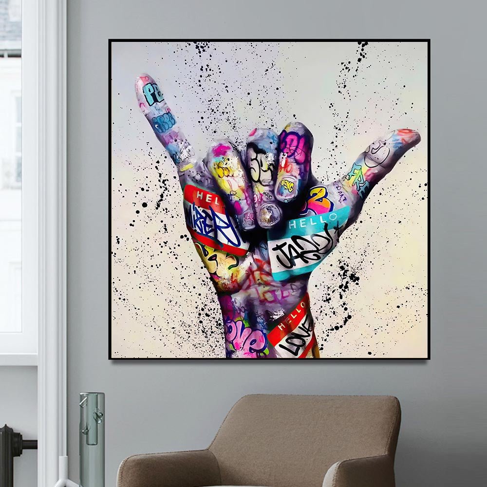 Graffiti Art Picture with Gesture Painting Canvas Wall Art Unframed - DECO KINGDOMTableau